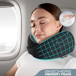Alternative view of Skechers Men's Memory Foam Neck Pillow, Comfortable & Breathable Travel Pillow,Neck Pillow Airplane for Travel, Car Rides, Home, and Office Use, Ergonomic Design for Men and Women,Black