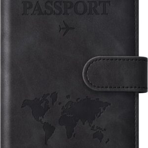 Eoehro Passport Holder for Travel Essentials, Passport Wallet Cover Case for Travel Must Haves Accessories,Passport Book Holders for Women and Men(black)