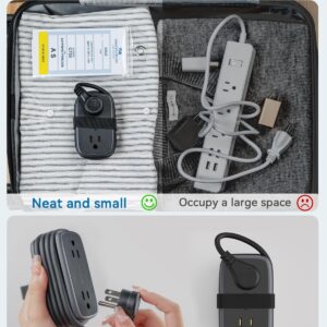 Alternative view of Travel Power Strip with USB Ports, NTONPOWER 4ft Flat Plug Wrapped Around Short Extension Cord with 4 Outlets 3 USB Ports, Compact for Cruise Travel Essential Hotel Home Office, Black