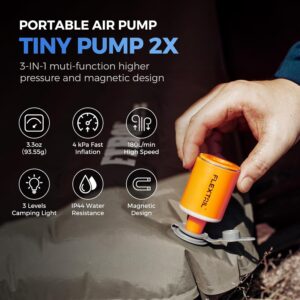 Alternative view of FLEXTAILGEAR Portable Air Pump with Camping Lantern Tiny Pump 2X 4kPa Air Pump for Inflatables Rechargeable Air Mattress Pump with Magnetic Design for Sleeping Pads, Pool Floats, Swimming Rings(OG)