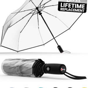 REPEL Windproof Travel Umbrella - Compact & Withstands Winds up to 85MPH , Strongest Premium Auto Folding Umbrella for Rain and Sun - Durable, Light & Portable for Women & Men , Fits Backpack & Cars