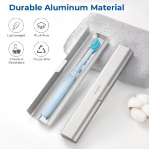 Alternative view of Aluminum Toothbrush Travel Case, Portable Travel Toothbrush Holder, Durable Manual Toothbrush Box Container for Traveling, Bathroom, Camping, Business Trip-1Pack Silver