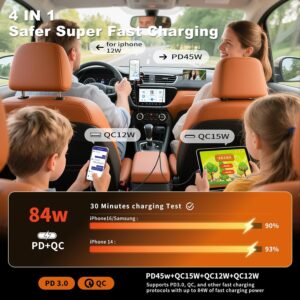 Alternative view of Retractable Car Charger, 84W Car Charger USB C 4 in 1, Car Accessories Fast Charging Car Charger Adapter for iPhone 17 16 15 14 13 12 Pro Max, Samsung, Pixel | Travel Essentials Gifts for Men Women