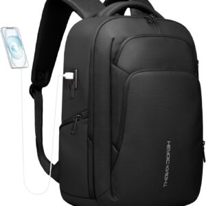 17.3 Inch Laptop Backpack for Travel Work Office College, 30L Water Resistant Casual Daypack, Lightweight Computer Backpack for Men Women, Business Laptop Bag with USB Charging Port - Black