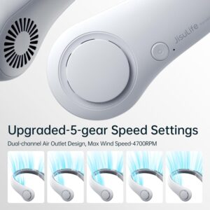 Alternative view of JISULIFE Portable Neck Fan, Hands-Free Bladeless, 5 Speeds, 4000 mAh Battery Operated Wearable Personal Fan, Twistable, Rechargeable, Gift for Women Men-Grey