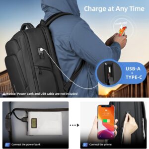 Alternative view of 17.3 Inch Laptop Backpack for Travel Work Office College, 30L Water Resistant Casual Daypack, Lightweight Computer Backpack for Men Women, Business Laptop Bag with USB Charging Port - Black