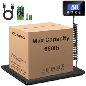 Shipping Scale, 660lbs Heavy Duty Digital Luggage Scale for Packages, 0.35oz High Accurate Postage Scale for Small Business, Warehouse, Home Use, Battery & Charging Cable Include