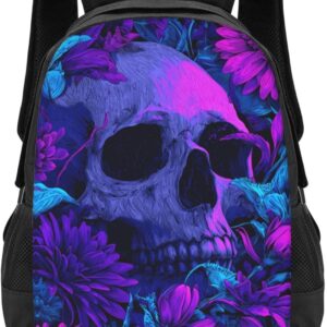 Sugar Skull Print Backpack - 16 Inch Laptop Daypack for Women, Waterproof Bookbag for College, Travel & Hiking
