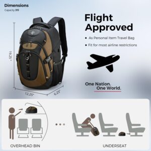 Alternative view of Swissdigital Design Laptop Backpack with USB Charging Port, Travel Backpack Fits 15.6 inches Computer, 31L College School Backpack for Men, Tan/Black | SD803-34