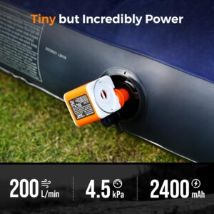 Alternative view of Portable Air Pump for Inflatables, 2400mAh Ultra Powerful Mini Air Mattress Pump with Camping Light, 4.5kPa Electric Air Pump Camping Gear for Pool Float, Air Mattress,Vacuum Storage Bags