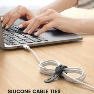 Alternative view of Lamicall 10Pack Silicone Cable Ties Cord Organizer - Durable Reusable Wire Management Wrap with Lock Buckle, Elastic Charger Cable Strap Ties, Electrical Cord Keeper for Travel, Home Accessories