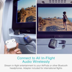 Alternative view of MEE audio Connect Air in-Flight Bluetooth Wireless Audio Transmitter with 2-Pack Airplane Adapter, for up to 2 AirPods/Other Headphones; Works with All 3.5mm AUX Jacks, Black