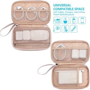 Alternative view of NISHEL Travel Cord Organizer Case, Double Layers Tech Electronic Bag, Essentials for Charger, Cable, Phone, Flash drive, Medium, Pink