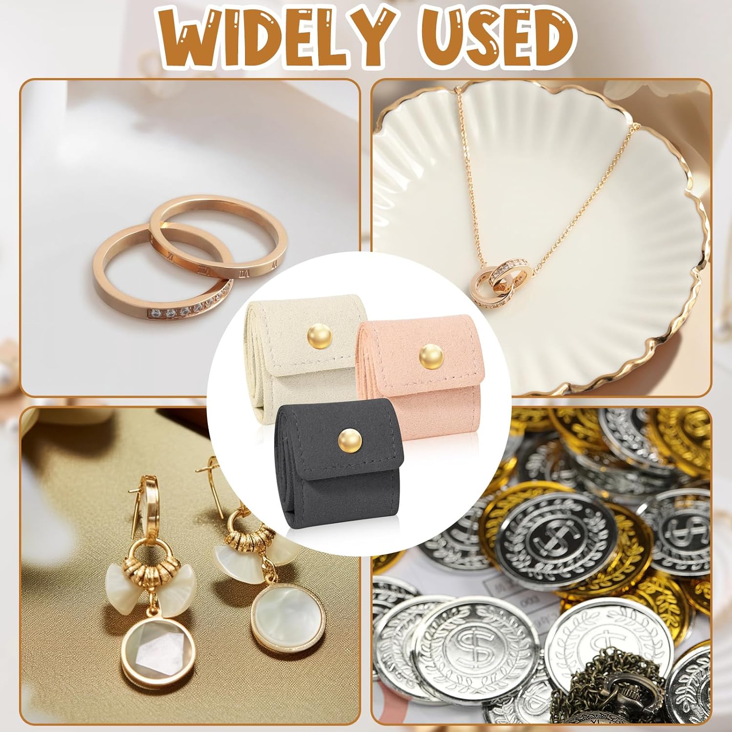 3Pcs Mini Travel Jewelry Bag, Leather Jewelry Organizer Foldable Pouch for Necklaces, Rings & Earrings - Compact Jewelry Case with Buckle for Women, Travel Accessories (Beige, Pink, Gray) - Image 7