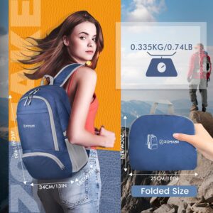Alternative view of ZOMAKE Lightweight Packable Backpack 30L, Foldable Hiking Backpacks Water Resistant Compact Folding Daypack for Travel(Navy Blue)