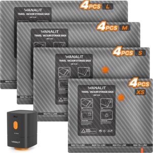 Travel Vacuum Storage Bags with Wireless Rechargeable Electric Pump, 16 Pack Travel Essentials Vacuum Seal Bags for Clothing, Space Saver Compression Packing Bags for Luggage, Suitcase, Backpack, Home