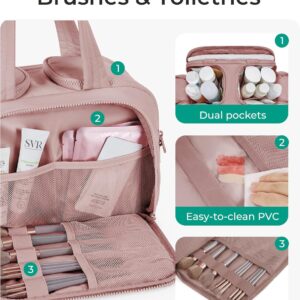 Alternative view of BAGSMART Travel Toiletry Bag, Lightweight Large Wide-open Travel Bag for Women, Puffy Cosmetic Makeup Bag Organizer with Handle for Accessories,Essentials, Toiletries, Dark Pink