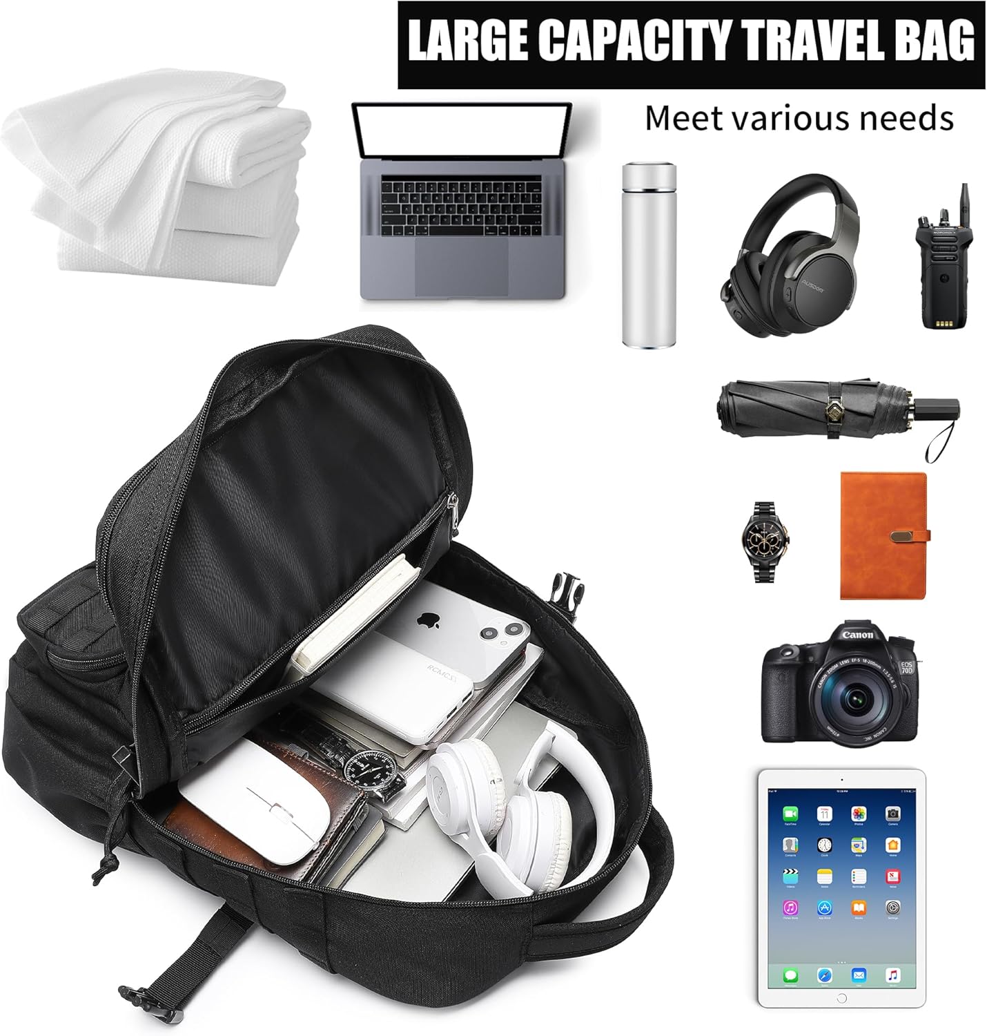 Wotony Tactical Backpack - Military waterproof backpack with multiple pockets and tactical gear for the outdoors (Black, 25L) - Image 7