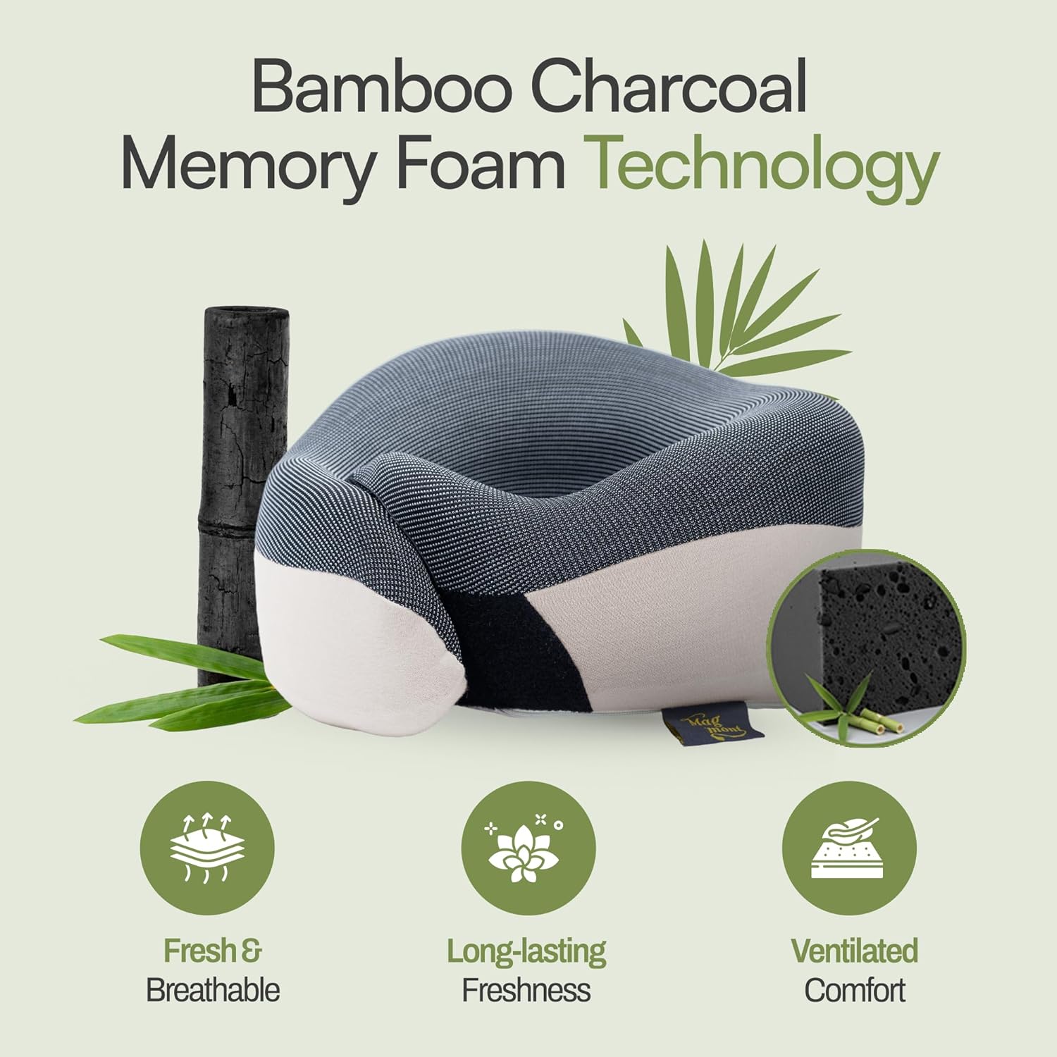 Neck Pillow for Traveling - Travel Neck Pillow for Airplane, 360° Chin Support Soft Bamboo Charcoal Memory Foam, Seamless Design, Removable Cover, Travel Accessories Included - Image 4