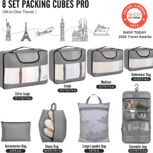 Alternative view of Veken 8 Set Packing Cubes for Travel Essentials, Suitcase Organizer Bags in 4 Sizes, Carry-On Luggage Accessories with Large Laundry & Hanging Toiletry Bag, Must-Have for Airplane, Road Trip & Camping
