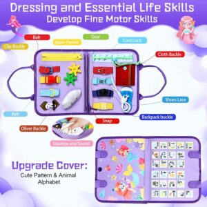 Alternative view of Esjay Toddler Busy Board Montessori Toys for Girls, Sensory Book Educational Activities Learning Fine Motor Skills, Birthday Gifts for Girls Toddlers, Travel Toys for Airplane Car, Purple Merpeople