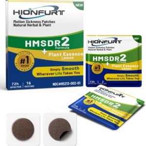 HMSDR2 16ct Motion Sickness Patches with Plant Essence – Lemon – Sea Sickness Patches for Cruise, Car, Airplane – Non-Drowsy, 72H Lasting