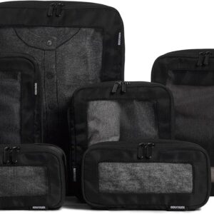Aerotrunk Compression Packing Cubes for Travel - Luggage Organizer Bags - Double Zipper Packing Cubes for Suitcases (6-Pack, Black)
