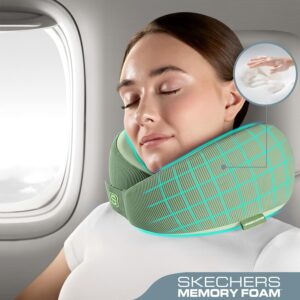 Alternative view of Skechers Women's Memory Foam Neck Pillow, Comfortable & Breathable Travel Pillow,Neck Pillow Airplane for Travel, Car Rides, Home, and Office Use, Ergonomic Design for Men and Women,Green