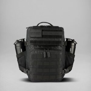 WOLFpak 25L Athletic Gym Backpack - Durable 1000D Waterproof Oxford Material with MOLLE Webbing, Laptop Pocket & Dual Cup Holders, Durable Fitness/Travel/Military Daypack (Black Leopard)