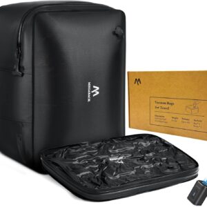 Vacuum Bags for Travel with Pump, Reusable Vacuum Compression Bags for Luggage, IP68 Waterproof, Top-open Design, Fits 20/24/28 Inch Suitcase (2PC+Pump, 43L)