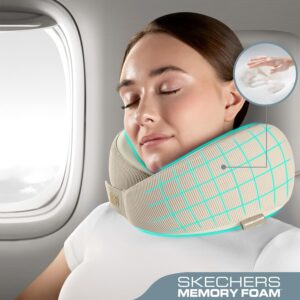 Alternative view of Skechers Men's Memory Foam Neck Pillow, Comfortable & Breathable Travel Pillow, Neck Pillow Airplane for Travel, Car Rides, Home, and Office Use, Ergonomic Design for Men and Women,Beige