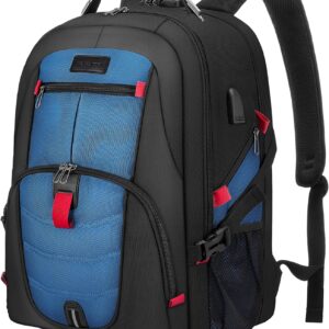 LOVEVOOK Travel Laptop Backpack Waterproof Anti Theft Backpack with Lock and USB Charging Port Large 17-17.3 Inch Computer Business Backpack for Men Women Blue