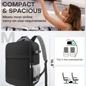 Alternative view of HOTOR Travel Backpack - Flight Approved Travel Bag for Men and Women, Carry on Luggage for 15.6" Laptop and Travel Essentials for Work, Business, Weekender, College 11.8"x7.9"x17.3" (Black)