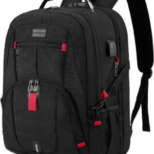 LOVEVOOK Travel Laptop Backpack Waterproof Anti Theft with Lock and USB Charging Port Large Computer Business Backpack for Men Women College (17 inch, Black)