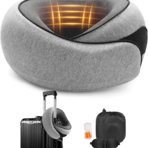 Travel Neck Pillow, Memory Foam Neck Support for Airplane, Car & Office, Breathable Portable Design with Eye Mask, Earplug Holder & Carry Bag, for Men&Women