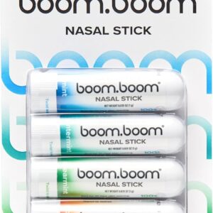 BoomBoom Nasal Stick | Vapor Flow Technology | Cool Refreshing Sensation | Natural Mood Boost | Simple Ingredients | Essential Oils + Menthol Inhaler (Mint, Wintermint, Tropical, Spearmint)
