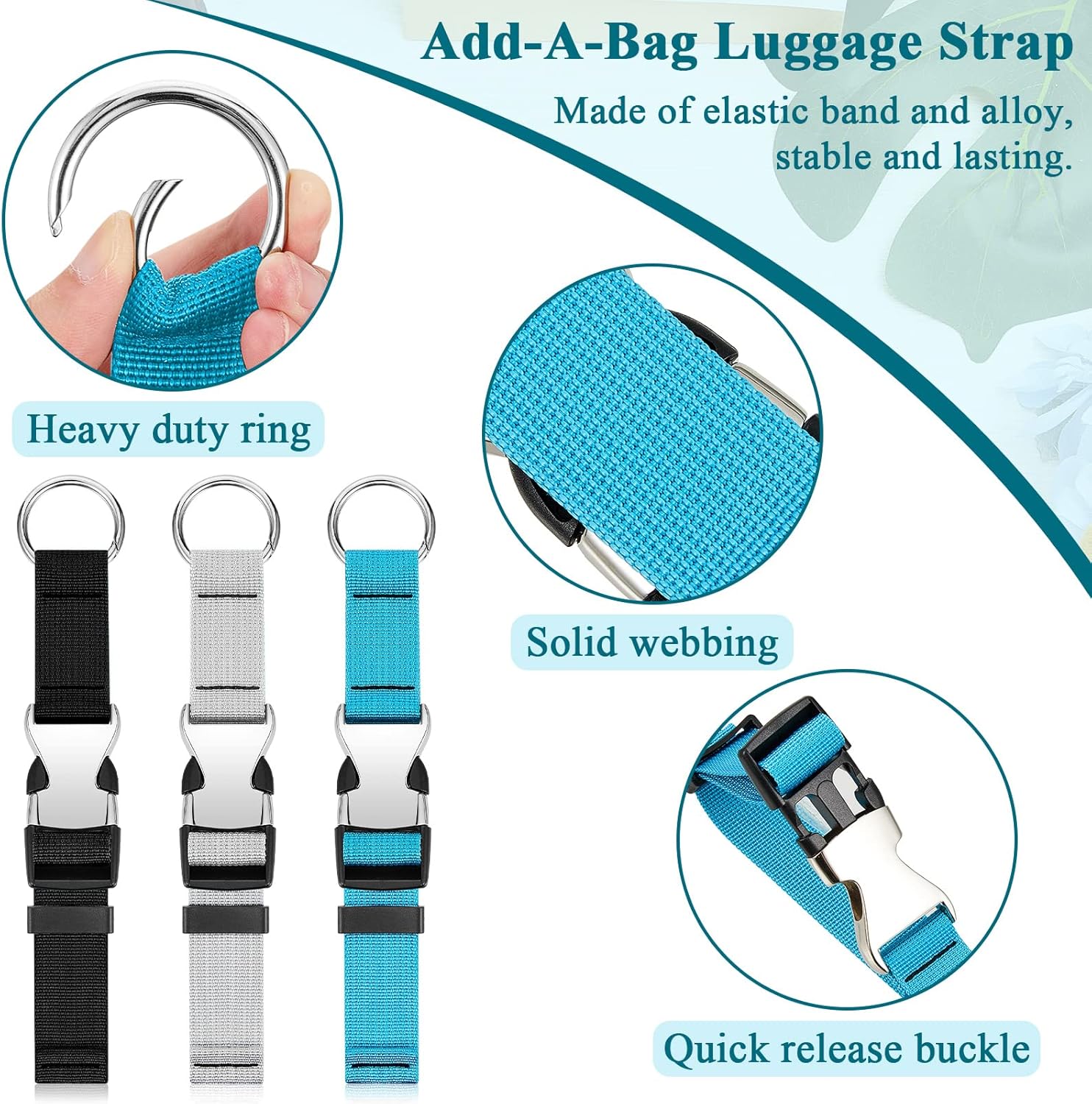 Amylove 3 Pcs Add a Bag Luggage Straps Gripper Heavy Duty Jacket Valises Strap for Travel Belt with Buckle Adjustable Baggage - Image 3