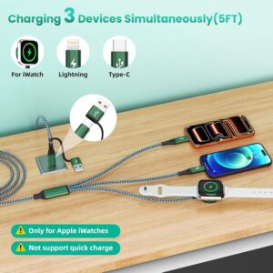 Alternative view of Travel Essentials, Multi Charging Cable for Apple Watch Charger, USBC Cable for iWatch/iPhone 17 Charger, Airplane Gadgets Gift Ideas USB C Cord Compatible with iWatch 11/iPhone 17/Galaxy/Car-5F 2PCS