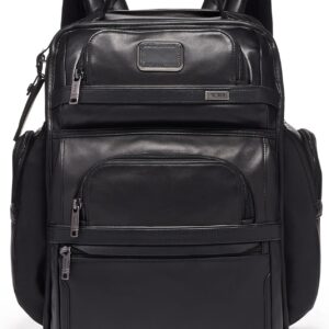 TUMI - Alpha Brief Pack - Men's Laptop Backpack with Padded Adjustable Straps - Fit up to 15" Screen - 17.0" X 12.0" X 8.0" - Black Leather