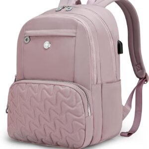 Swissdigital Design Backpack for Women, 15.6 inch Laptop College Pink Medium Simple Modern Backpacks for School with USB Charging Port for Womens Girls | SD1711-82