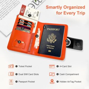 Alternative view of Passport Holder for Travel - Genuine Leather Passport Wallet with Hidden AirTag Pocket and RFID Blocking, Travel Essentials Gift (Black)