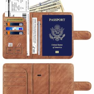 Alternative view of Airtag Passport Holder Cover Wallet Travel Essentials Leather Rfid Blocking Case Vacation Luggage Must Haves Travel Accessories for Men Women (117#Brown)