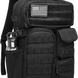 Wotony Tactical Backpack - Military waterproof backpack with multiple pockets and tactical gear for the outdoors (Black, 25L)