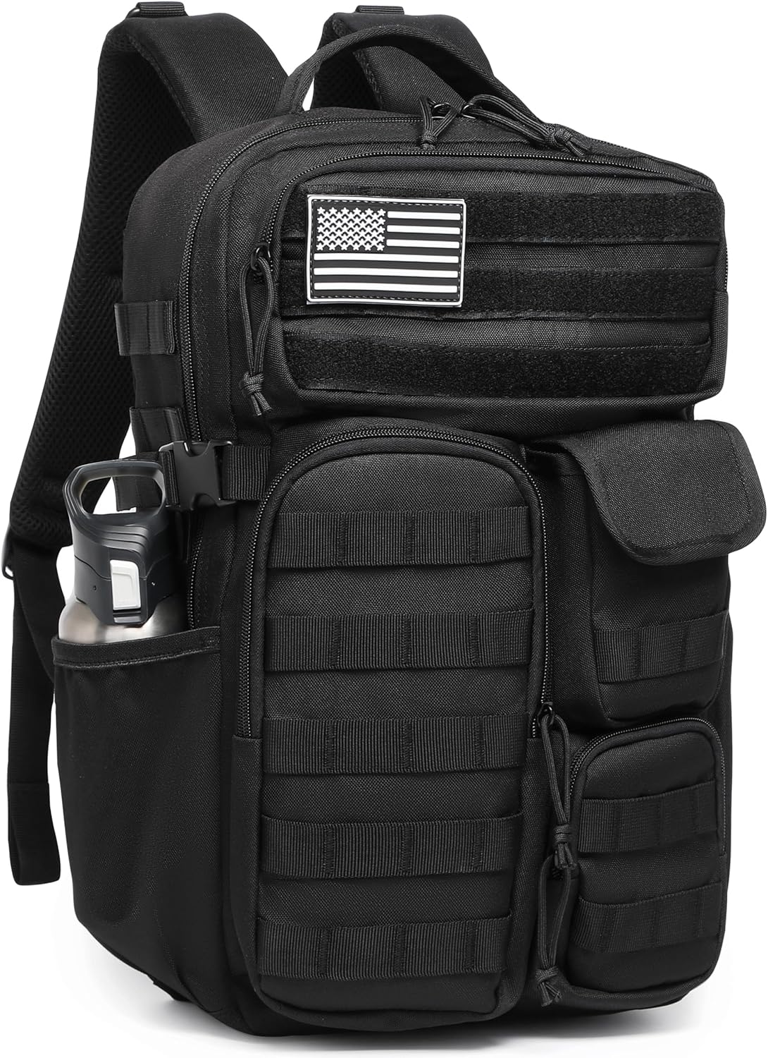Wotony Tactical Backpack - Military waterproof backpack with multiple pockets and tactical gear for the outdoors (Black, 25L)