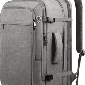 Travel Laptop Backpack, Extra Large 40L-50L Backpack, Laptop Backpack for Men, Water Resistant TSA Airline Approved Business Work 17.3 Computer Bag, Grey